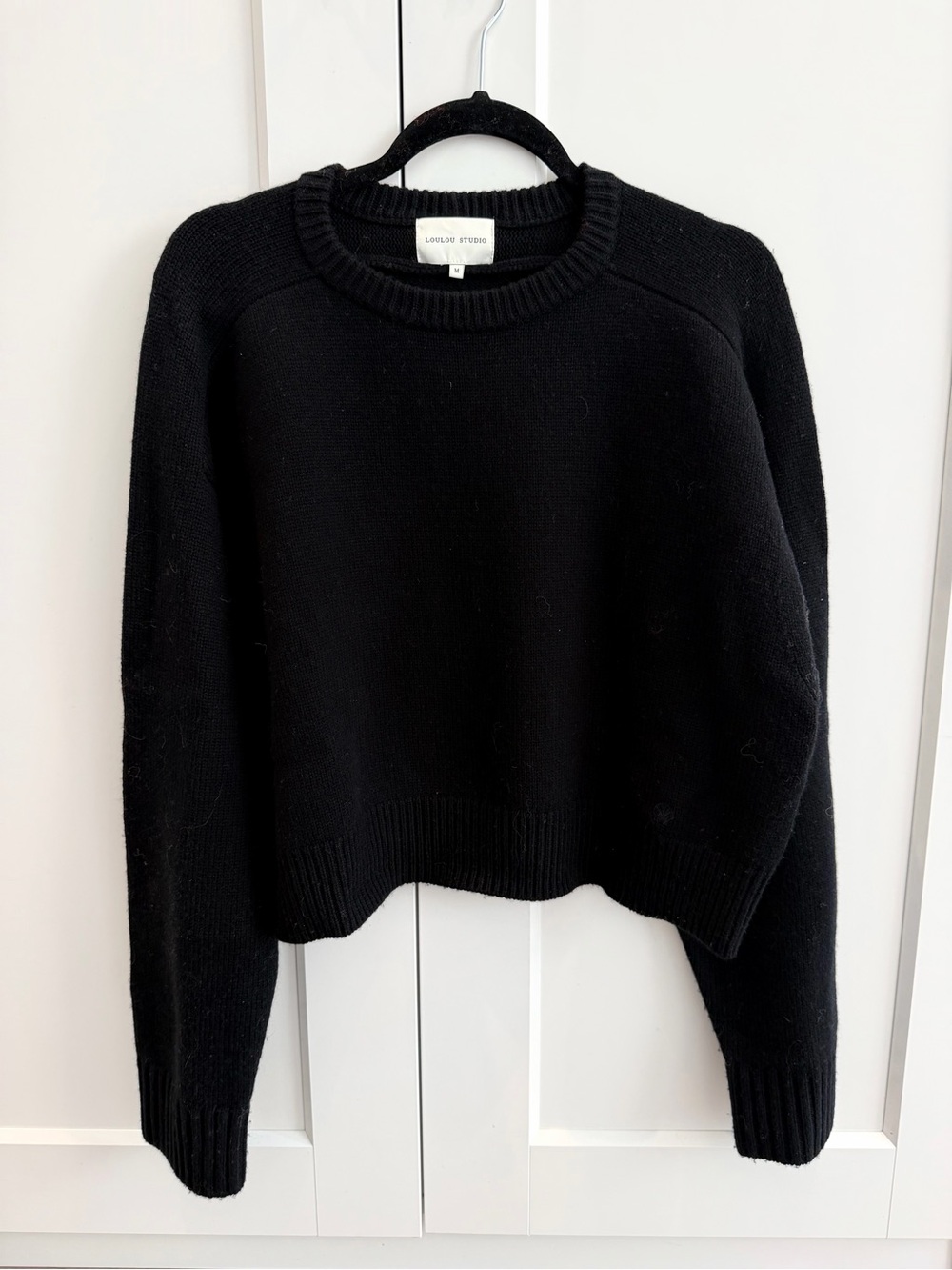 LOULOU STUDIO Bruzzi Wool & Cashmere Black Sweater – Size M